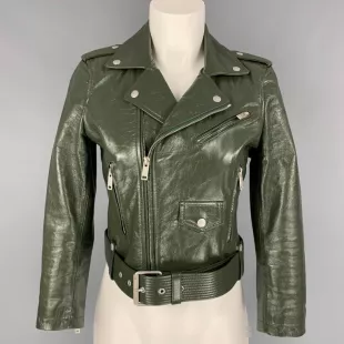Cropped Textured Leather Biker Jacket