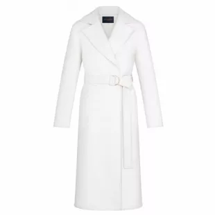 Belted White Wrap Coat