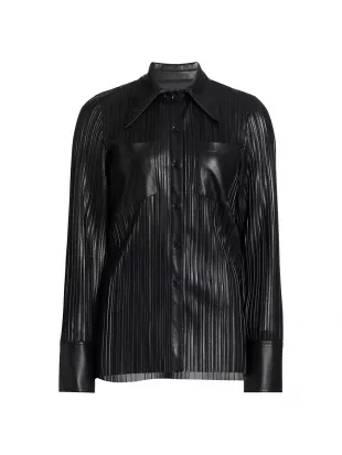 Blaine Pleated Faux Leather Shirt