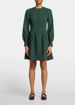 Seamed Long-Sleeve Mini Dress