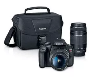 EOS Rebel T7 DSLR Camera|2 Lens Kit with EF18-55mm + EF 75-300mm Lens, Black