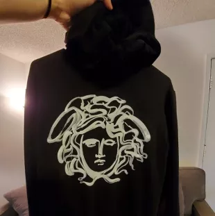 Men's Black Medusa Back Detail Hoodie