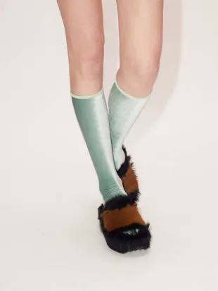 Velvet Knee Socks in Pistachio