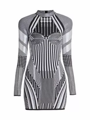 Jacquard Knit Pattern Minidress