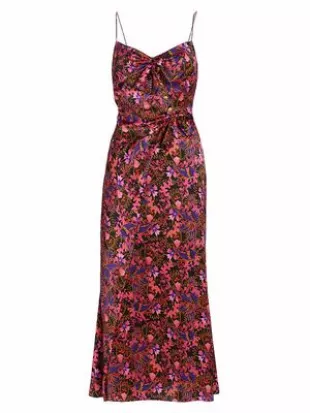 Saloni - Penelope Silk Floral Midi-Dress