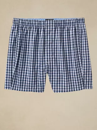 Blue Gingham Cotton Boxers