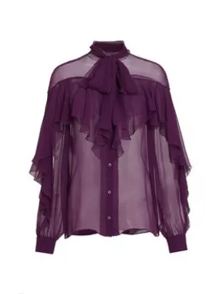 Sheer Chiffon Pussy Bow Blouse