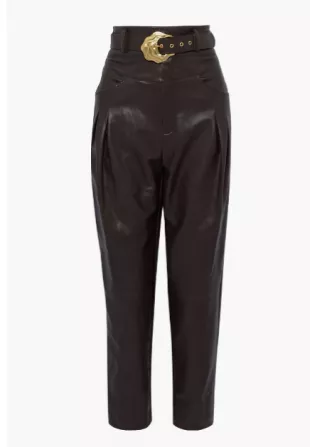 Damia Belted Faux Leather Tapered Pants