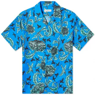 Aqua Floral Print Hawaiin Shirt