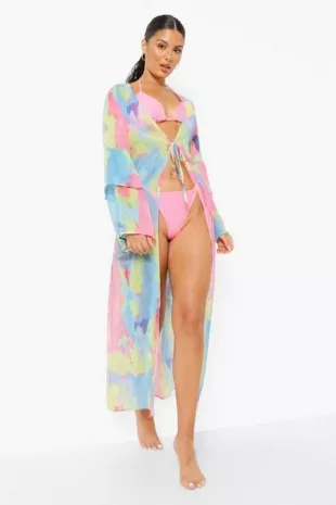 Tie Dye Tropical Beach Kimono