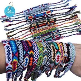 Carykon Set of 12 Nepal Style Woven Friendship Bracelets (Neutral style)