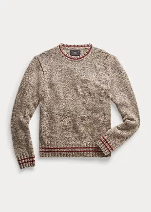 Marled Wool-Cotton Crewneck Sweater
