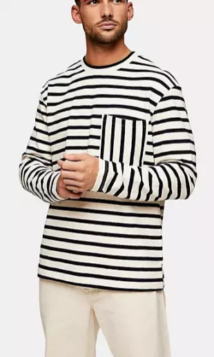 Boxy Stripe Pocket Sweatshirt