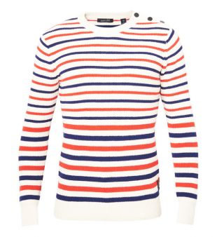 Pull en tricot côtelé à rayures façon marinière ...   Galeries Lafayette