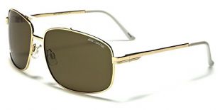 Gold White Brown Polarized Lenses Double Bridge Rectangular Aviator Men'S Sunglasses