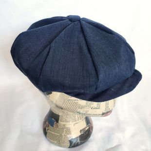 Blue/Black Italian Wool Suiting Fabric Peaky Blinder Style Hat WS015
