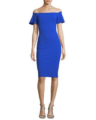 Chiara Boni La Petite Robe Anselma Off the Shoulder Flutter Sleeve Dress