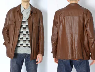 Vintage 70s Brown Minimalist Leather Jacket