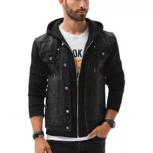 Veste jeans à capuche C322 en noir