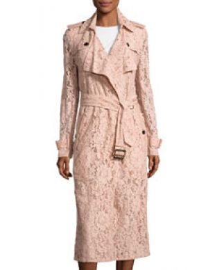 Burberry Wrap Front Macrame Lace Trench Coat