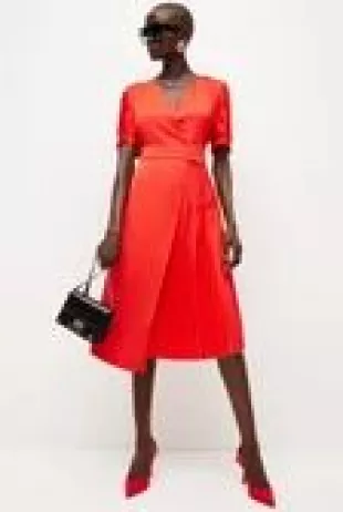 Soft Tailored Pleat Panelled Wrap Dress