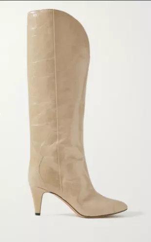 Lestany Crinkled-Leather Knee Boots