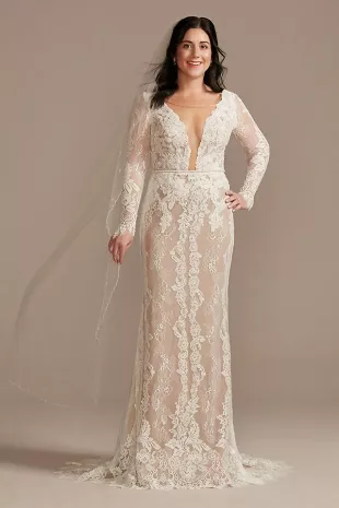 Melissa sweet cap on sale sleeve illusion wedding dress