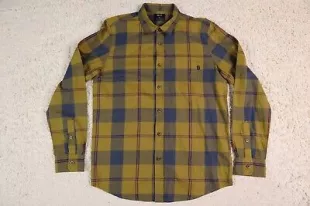 Flannel Shirt Mens Small Check Long Sleeve Button Cotton