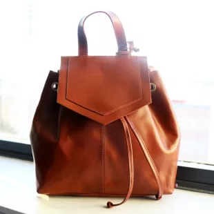 Leather Triangle Flap Backpack