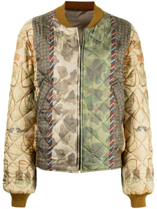 Floral-Print Quilted Bomber Jacket