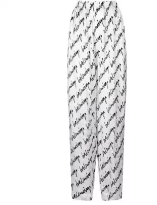 Logo Printed Silk Pajama Pants