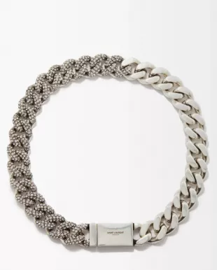Crystal Embellished Curb Chain Necklace