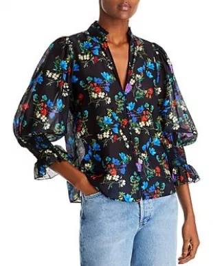 Ilan Floral Smocked Sleeve Top