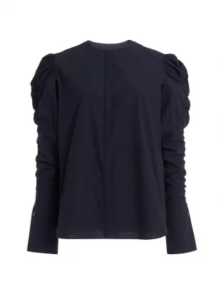 Shirred Puff-Sleeve Blouse