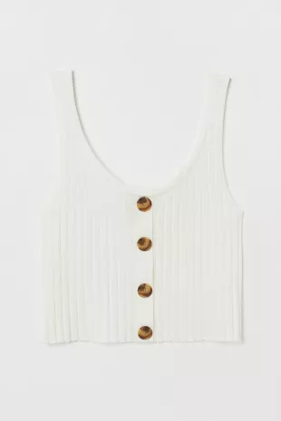 Ribbed Tank Top with Buttons