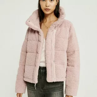 Pink Sherpa Cropped Jacket