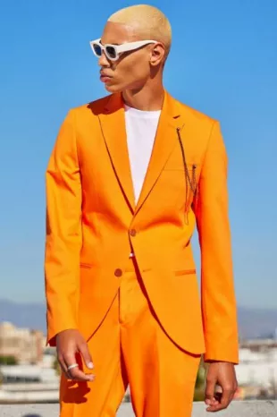 Super Skinny Orange Chain Suit