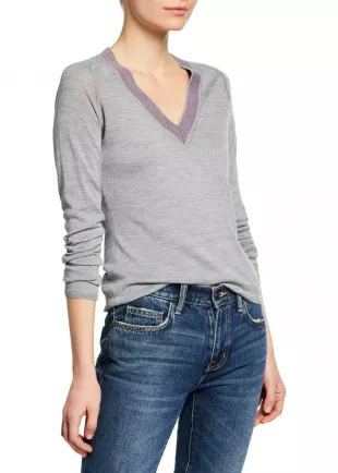 Pamela Merino Wool V-Neck Sweater