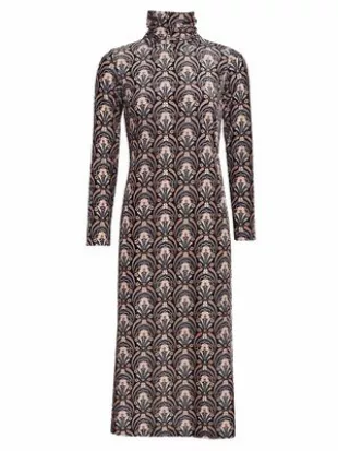 Cara Cara - Piper Medallion-Print Velvet Belted Dress b