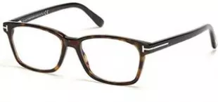 Eyeglasses FT 5713 -B 052 Shiny Dark Havana/Blue Block Lenses
