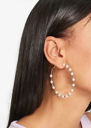 Dezaria Hoop Earrings with Pearl