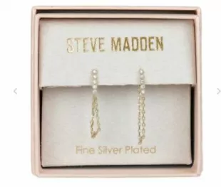 Fine Silver Plate Hanging Chain Post Earrings