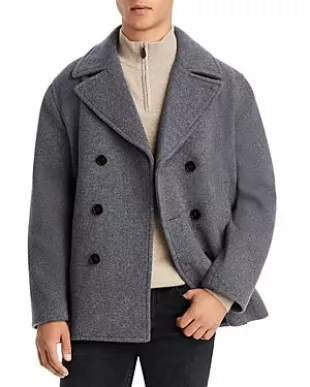 Wool Blend Three Button Peacoat