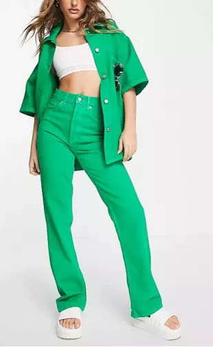 Kort Jeans in Bright Green