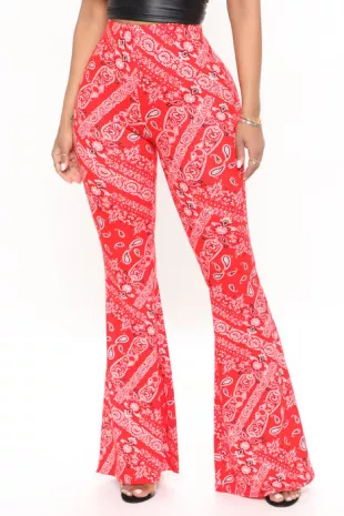 Red Combo Matching Bandana Flare Pant