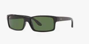 RB4151 Rectangular Sunglasses, Black/Green, 59 mm