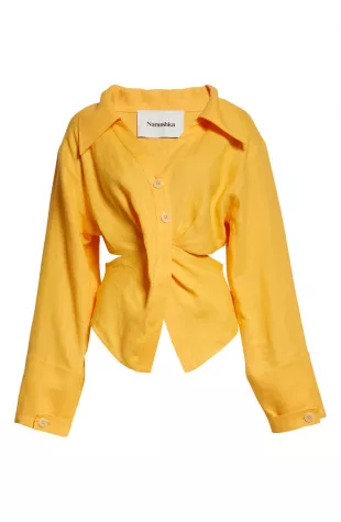 Rasha Twist Front Linen Shirt