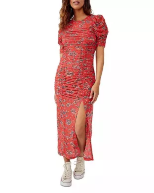 Briella Ruched Printed Midi Dress