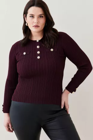 Plus Size Military Knit Sweater