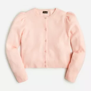 Girls Cashmere Puff Sleeve Cardigan Sweater